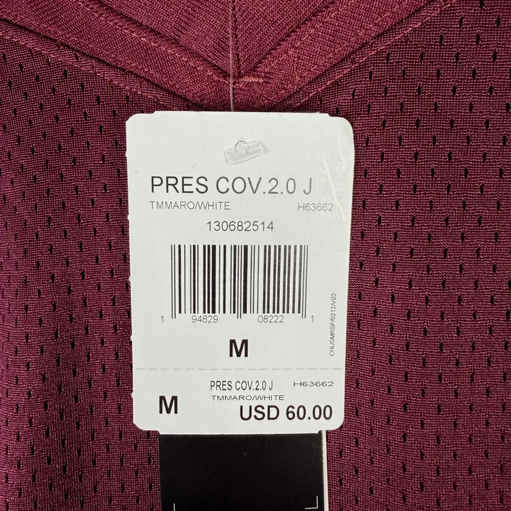 NEW Adidas Press overage Footbal Jersey Mens M Burgundy White Embroidered‎ Mesh
